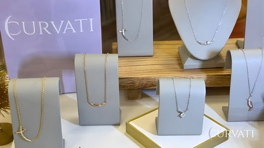 Curvati minimalist faith-based necklaces displayed elegantly, showcasing versatile everyday jewelry designs for women.