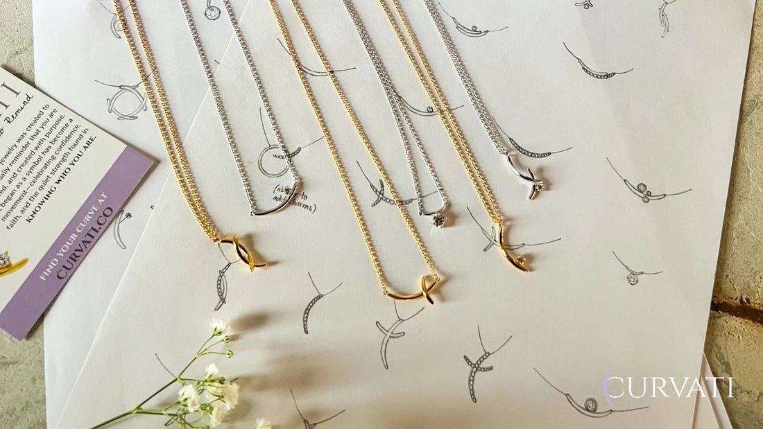 Curvati minimalist faith-based necklaces displayed elegantly, showcasing versatile everyday jewelry designs for women.