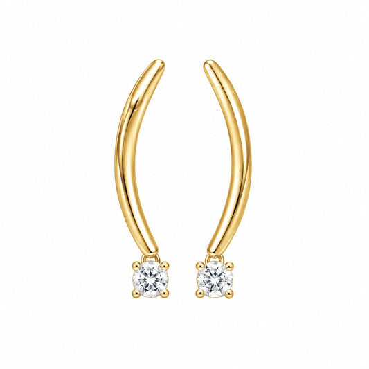 Dangle Verana Earrings in gold tone with a dangling brilliant accent