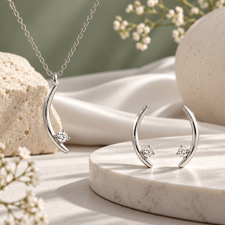 The Signature Verana Set in sterling silver styled on stone