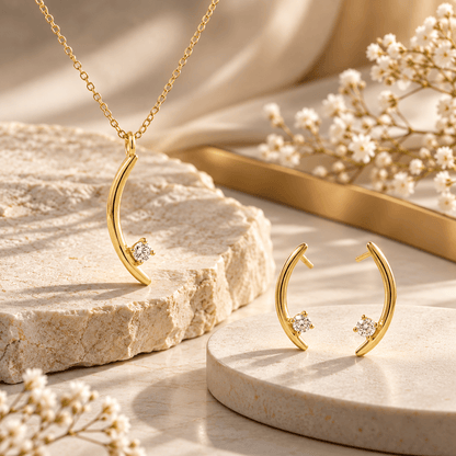 The Signature Verana Set in gold styled on stone